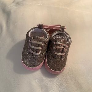 Kensie Glitter Baby Shoes - Pink and Silver